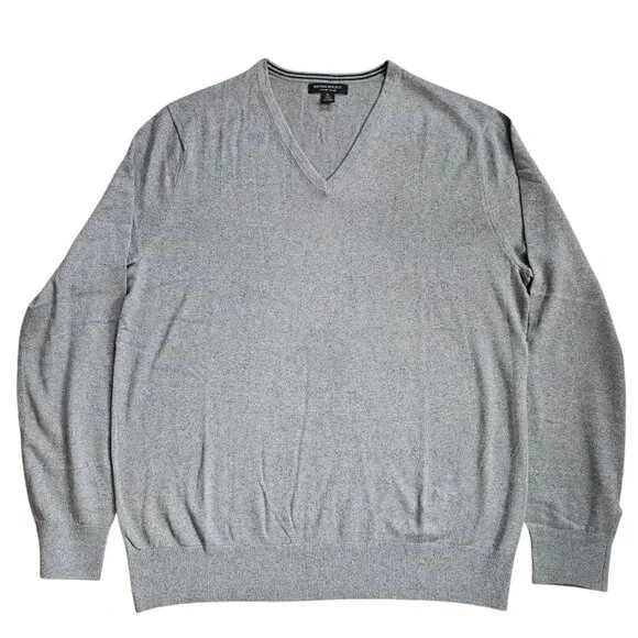 Banana Republic Luxury Blend Silk Cashmere V-Neck Men's Sweater SZ X-Large Gray - Picture 3 of 11